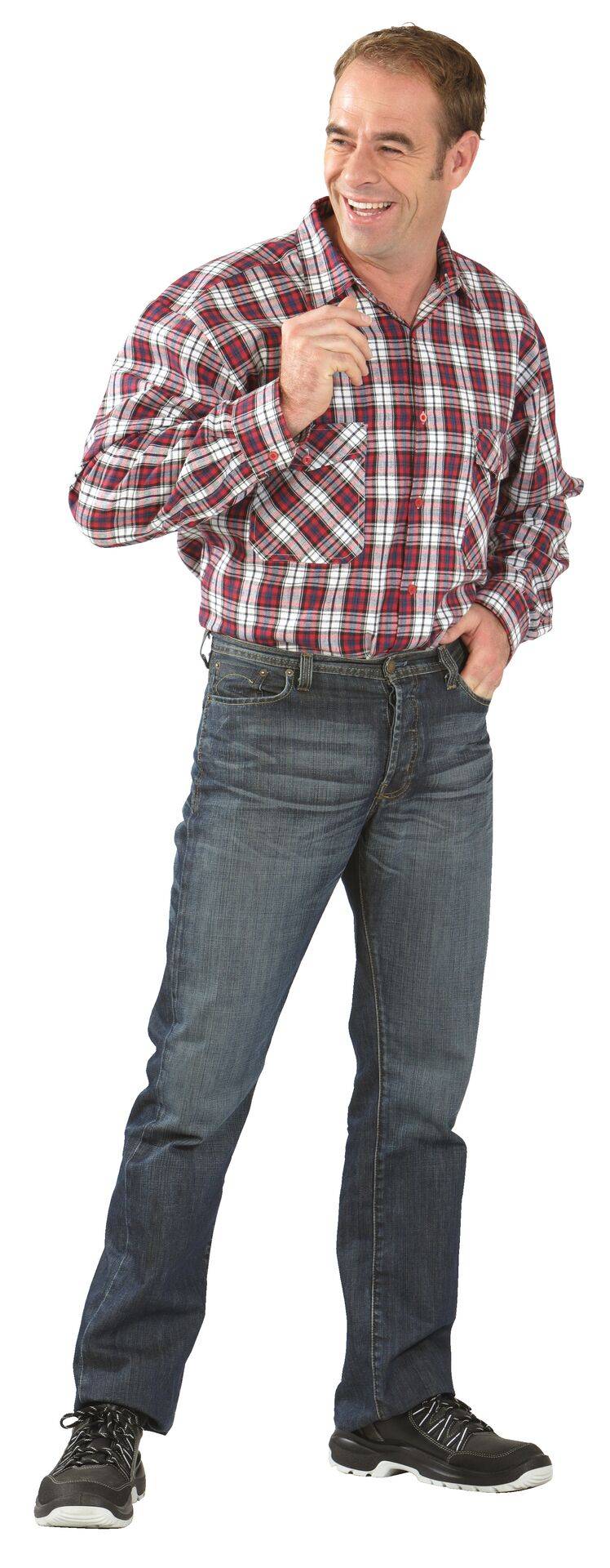 Hemden Flanellhemd 2001 1/1 Arm rot kariert Größe 39/40