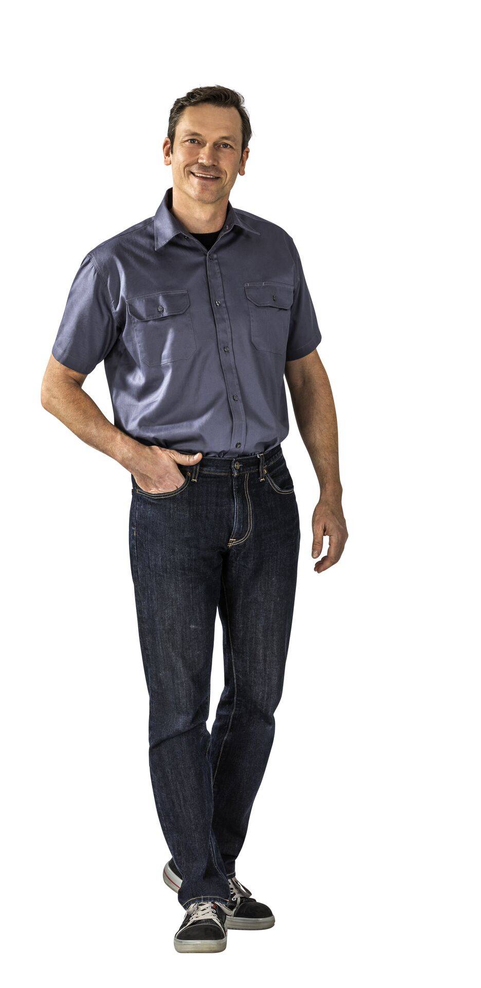 Hemden Köperhemd 1/4 Arm grau Größe 37/38