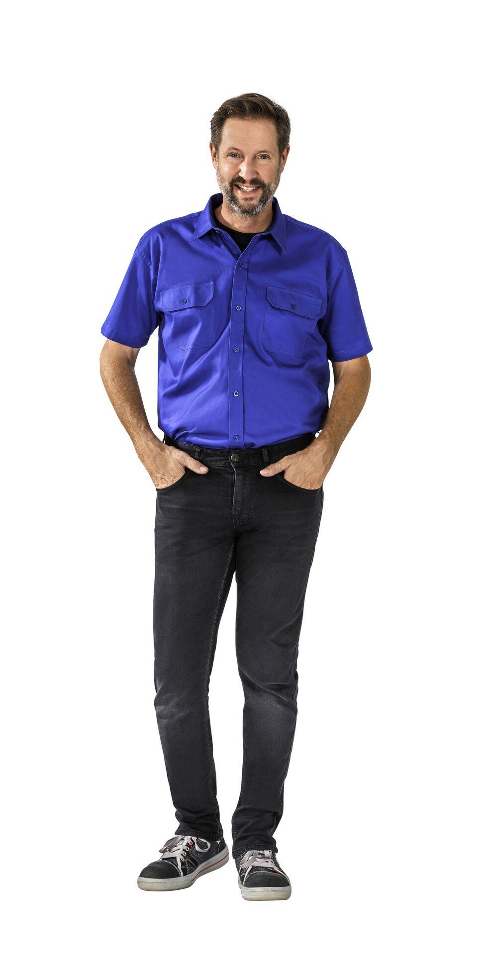 Hemden Köperhemd 1/4 Arm mittelblau Größe 45/46