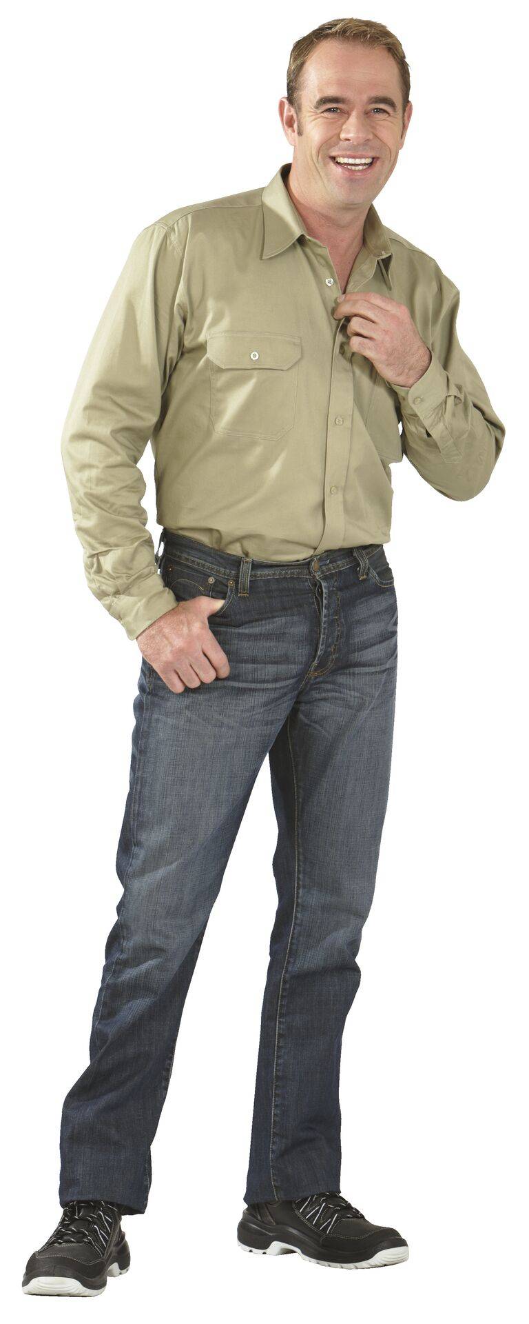 Hemden Köperhemd 1/1 Arm khaki Größe 43/44