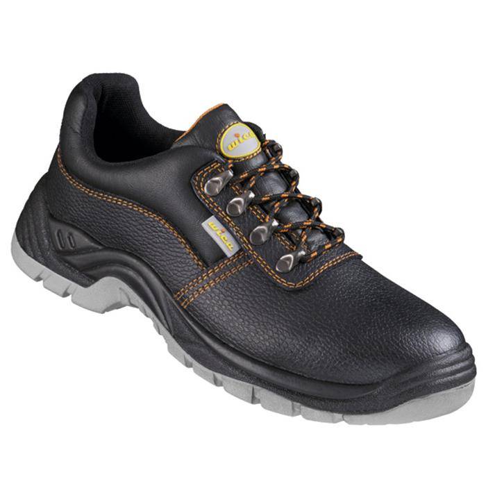 Arbeits-Halb-Schuhe - Gr. 38 - Weite 10,5 - schwarz/ orange abgesetzt - genarbtes Rindleder - "Enna" - mit Schnellschnür-Ösen