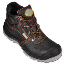 Schnür-Stiefel - Gr. 36 - Weite 10,5 - schwarz/orange abgesetzt - genarbtes Rind-Vollleder - "Marsala" - S3 SRC