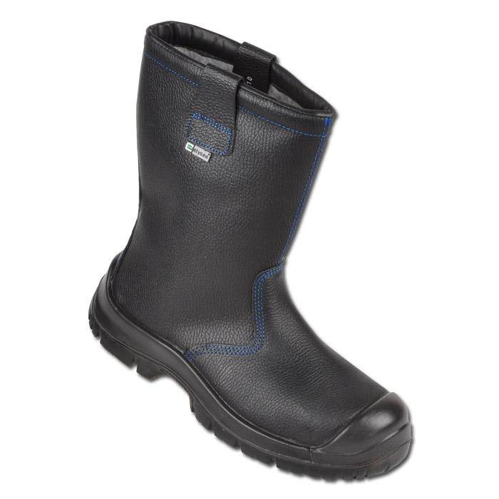 Arbeits-Stiefel - Größe 46 - Weite 11 - schwarz/ blau abgesetzt - Schaft aus Leder - "Nordholz ÜK" - S3 - mit Kunststoffkappe