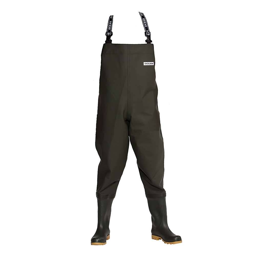 Wathose - Ocean - mit Sicherheitsstiefel - breites Modell - Gr. 42 - Hell Olive