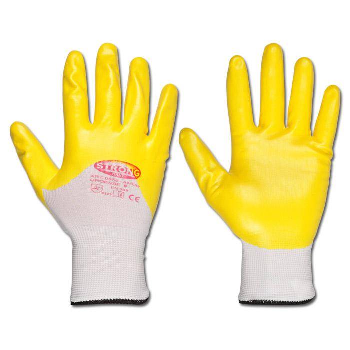Handschuhe - "Amur" 100% PES - Nitril gelb - EN 388 - Größe 8