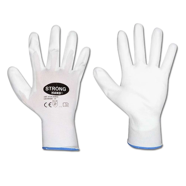 Arbeitshandschuh "Taibai" - Feinststrick Nylon mit Pu-Beschichtung - Farbe weiß/weiß - Norm EN 388 / Klasse 4131 - Größe 10 Arbeitshandschuh "Taibai" - Feinststrick Nylon mit Pu-Beschichtung - Farbe weiß/weiß - Norm EN 388 / Klasse 4131 - Größe 10