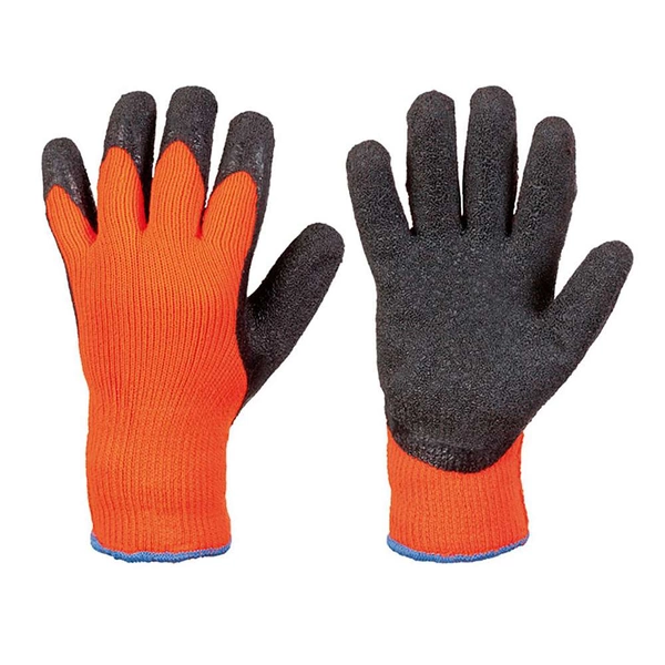 Arbeitshandschuh "Rasmussen" - Mittelstrick - Acrylgewebe latexbeschichtet - orange/schwarz - EN 388/EN511 - Größe 8 Arbeitshandschuh "Rasmussen" - Mittelstrick - Acrylgewebe latexbeschichtet - orange/schwarz - EN 388/EN511 - Größe 8