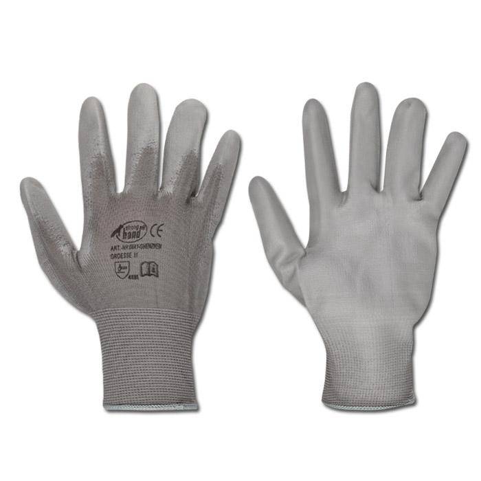 Arbeitshandschuh "Shenzhen" - Feinstrick Polyamid mit PU Beschichtung - Farbe grau - Norm EN 388 / Klasse 4131 - Größe 6