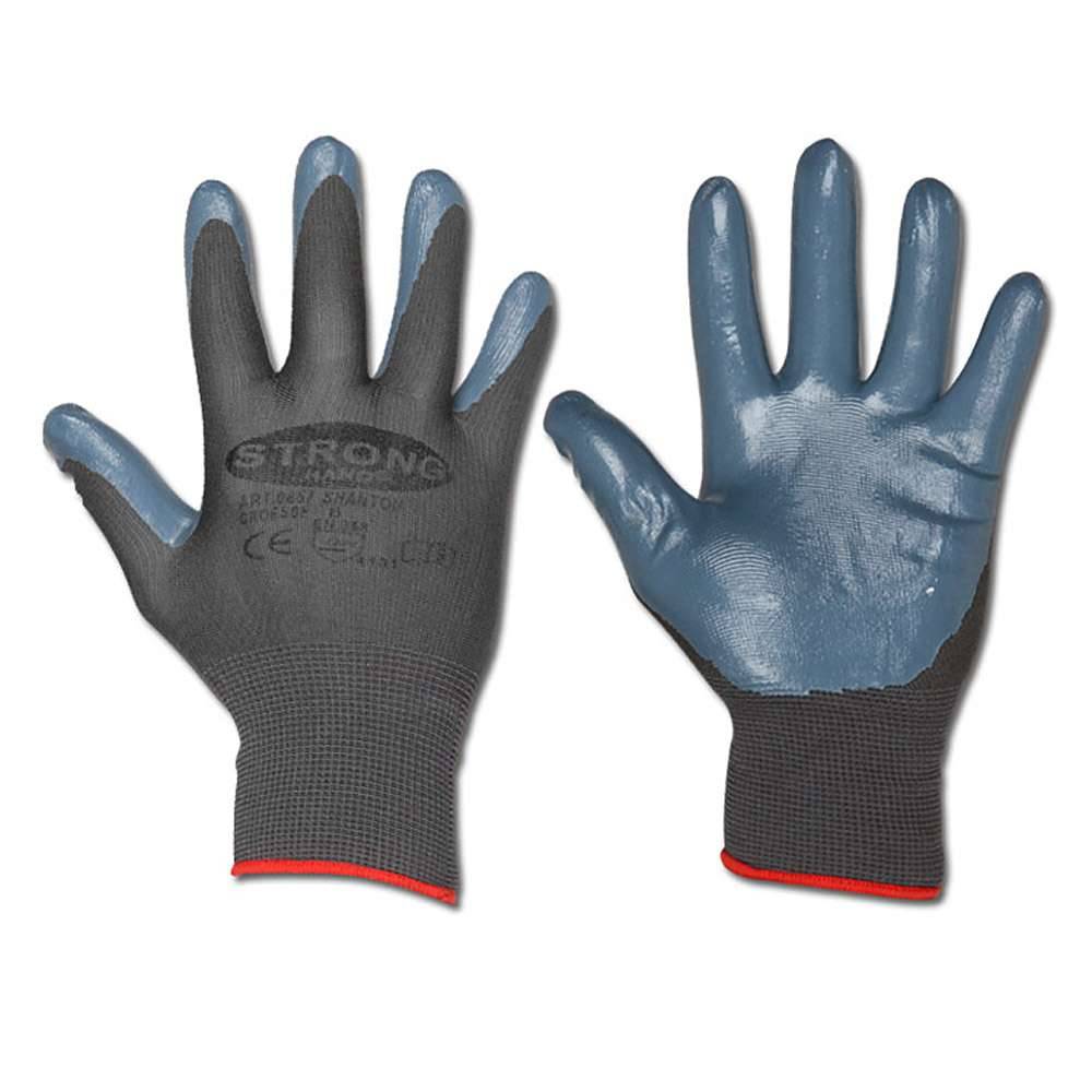 Arbeitshandschuh "SHANTOU" - Feinstrick Polyester mit Nitrilbeschichtung schwarz - Norm: EN 388 / Klasse 4131 - Größe 9