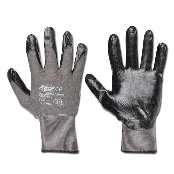 Arbeitshandschuh "Datong" - Feinstrick Polyamid mit Nitrilbeschichtung - Farbe grau/schwarz - Norm EN 388 / Klasse 4121