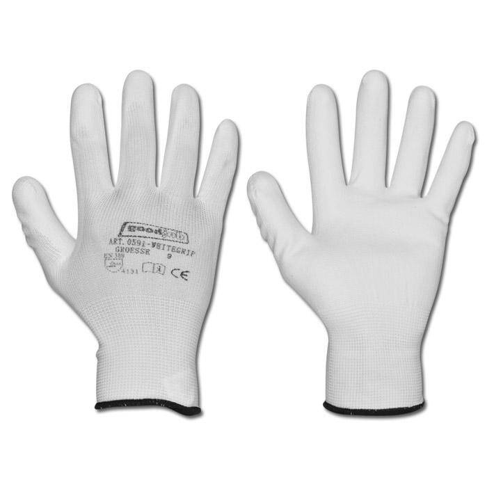 Arbeitshandschuh "WHITEGRIP" - Polyester - Farbe weiß - EN 388 / Klasse 4131 - Größe 6
