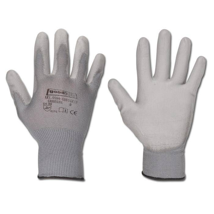 Arbeitshandschuh "GREYGRIP" - Polyester - Farbe grau - EN 388 / Klasse 3131 - Größe 6 - Preis per Paar