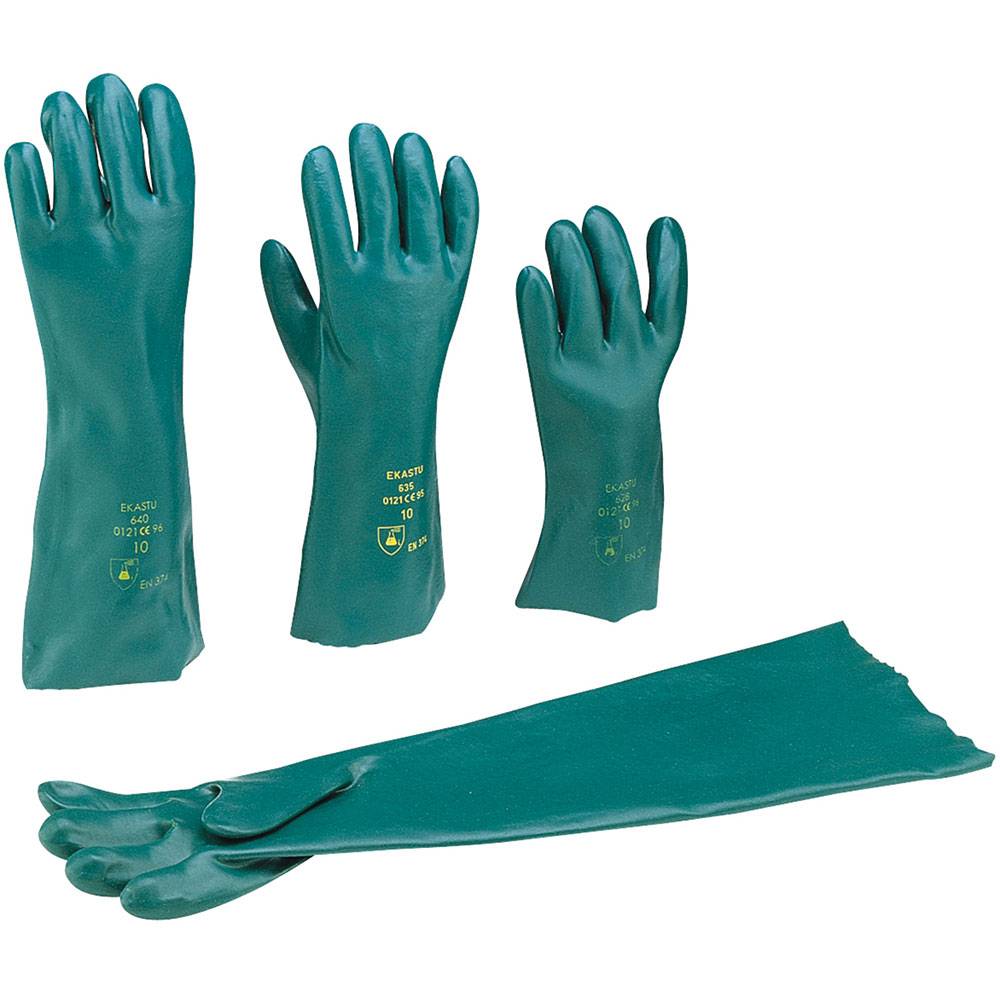 Chemikalien-Schutzhandschuhe - Größe 9 - Kategorie 3 - PVC - grün - Länge 35 cm