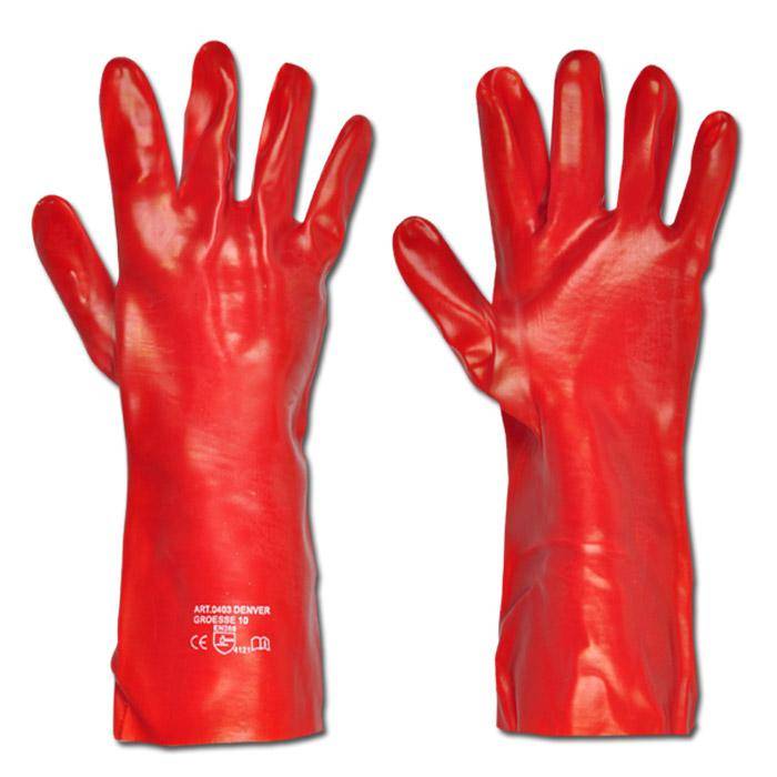 Arbeitshandschuh "Denver" -PVC mit Trikot-Baumwollfutter - Farbe rotbraun - Norm EN 388/Klasse 4121
