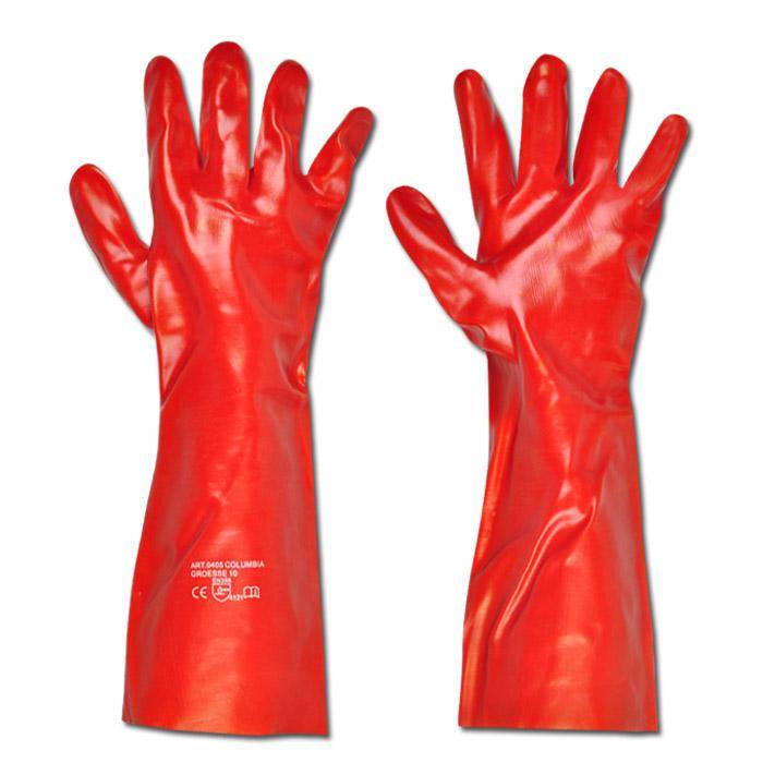 Arbeitshandschuh"Columbia" - PVC mit Baumwollfutter - Farbe rotbraun - Norm EN 388/ Klasse 4121