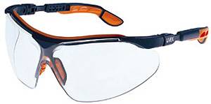 uvex Bügel-Schutzbrille (EN 166 / EN 168 / EN 170 / EN 172) – kratzfest - UV 2-1,2 - supravision excellence - Fassung: blau/orange