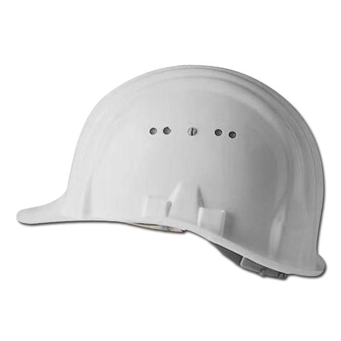 Bau-Schutz-Helm - grün - Hochdruck-Polyethylen - "Baumeister 80-4" - EN 397 - 4-Punkt-Gurtband-Innenausstattung