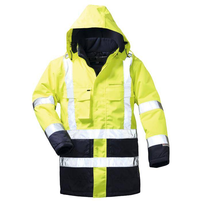 Warnschutz Parka "Jannis" - Gr. XS - fluoreszierend gelb - EN ISO 20471 Kl. 3 - 100% PES - atmungsaktive PU-Beschichtung - wind- u. wasserdicht