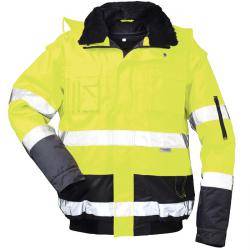 Warnschutz-Pilotjacke "Siegfried"- Gr. L - fluoreszierend gelb/marine - EN ISO 20471 Klasse 3 - EN 343 - 4 in 1 - wind- und wasserdicht