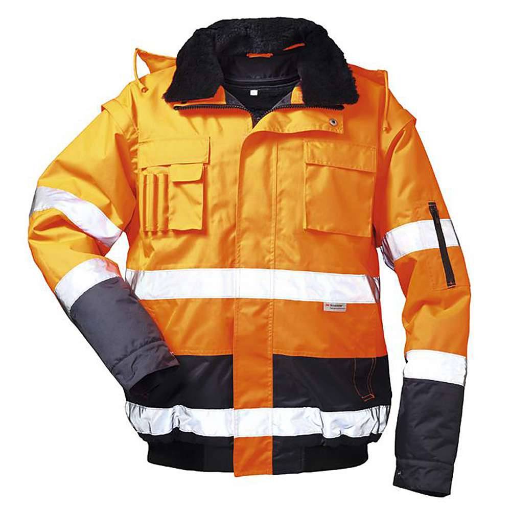Warnschutz-Pilot Jacke "Volker"- Gr. S - fluoreszierend orange/marine - EN ISO20471 Klasse 3 - EN 343 - 4 in 1 - wind- und wasserdicht