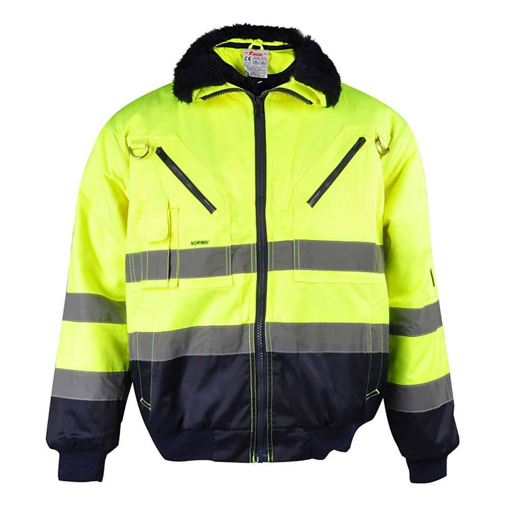 Warnschutz Pilotenjacke "Gunnar" - Gr. L - fluoreszierend gelb/marine - EN ISO 20471 Klasse 3 - 4-in-1 Funktion - wasserabweisend