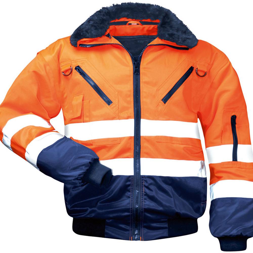 Warnschutz-Pilotenjacke "Erik" - Gr. M - fluoreszierend orange/marine abgesetzt - EN ISO 20471 Klasse 3 - 4 in 1-Funktion