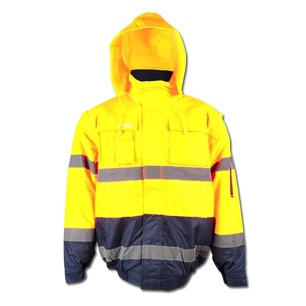 Warnschutz-Pilotjacke "Hasso" - Gr. L - fluoreszierend gelb/marine - EN ISO 20471 Klasse 3 - EN 343 - wind- u. wasserdicht - Ärmel abnehmbar