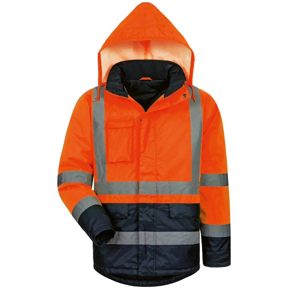 Warnschutz-Parka "Stefan" - Gr. M - fluoreszierend orange/marine - EN ISO 20471 Klasse 3 - EN 343 - atmungsaktiv, wind- und wasserdicht