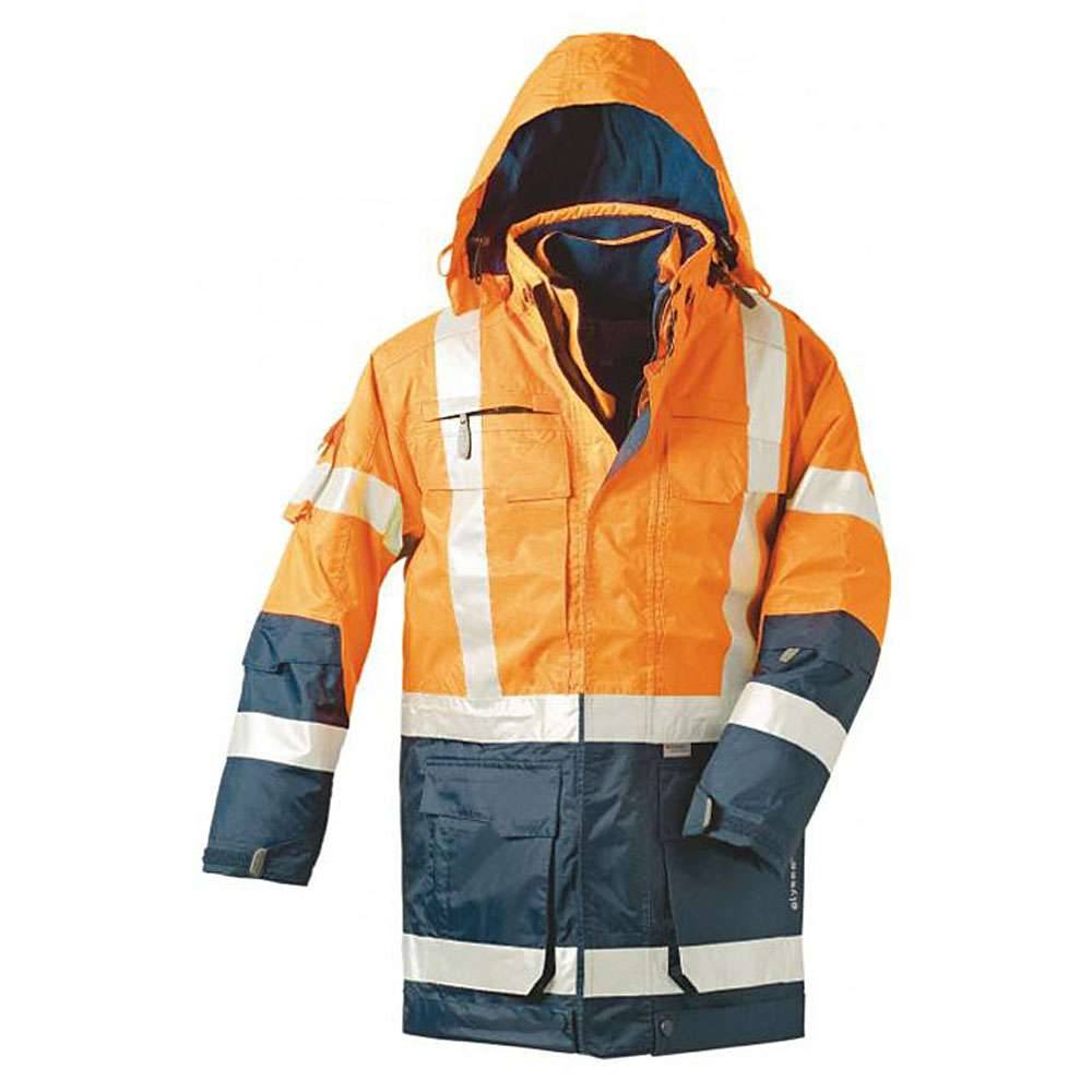Warnschutz-Parka "Wallace" - Größe L - fluoreszierend orange/marine - EN ISO 20471 Klasse 3 - EN 343 - wind- und wasserdicht, hoch atmungsaktiv