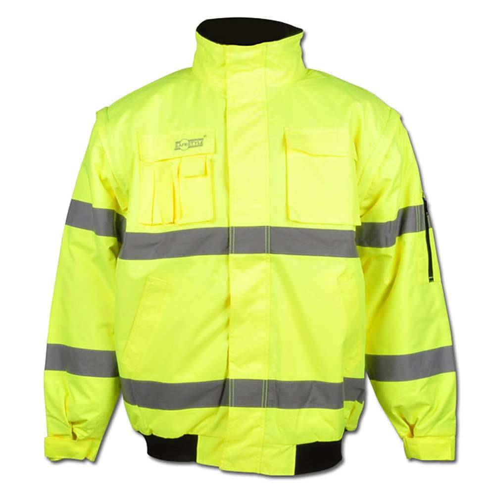 Warnschutz-Pilotenjacke "Roland" - Größe L - fluoreszierend gelb - EN ISO 20471 Klasse 3 - EN 343 - atmungsaktiv, wind- und wasserdicht - Ärmel abn
