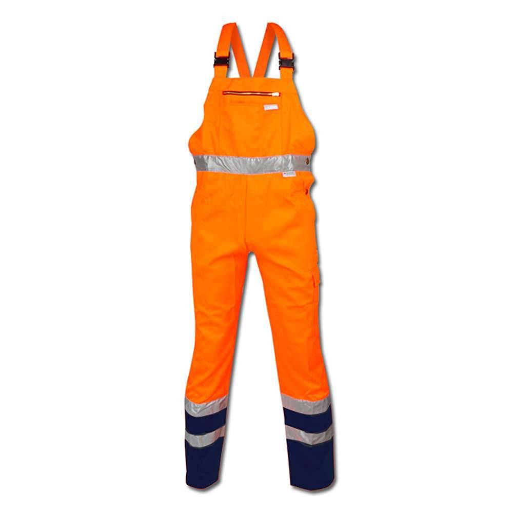 Latzhose "Warnschutz" - Gr. 24 - orange/marine - EN ISO 20471 Klasse 2