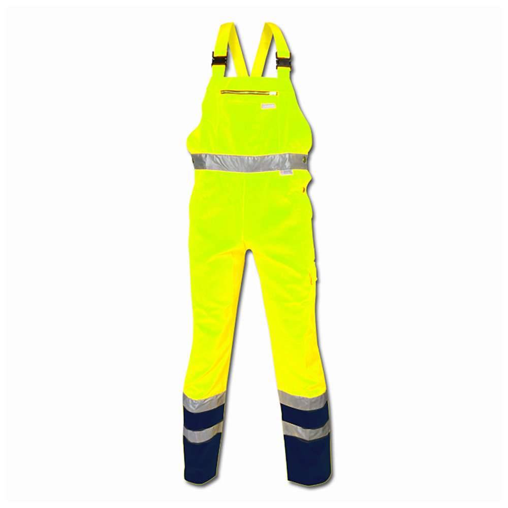 Latzhose "Warnschutz" - Gr. 24 - gelb/marine - EN ISO 20471 Klasse 2
