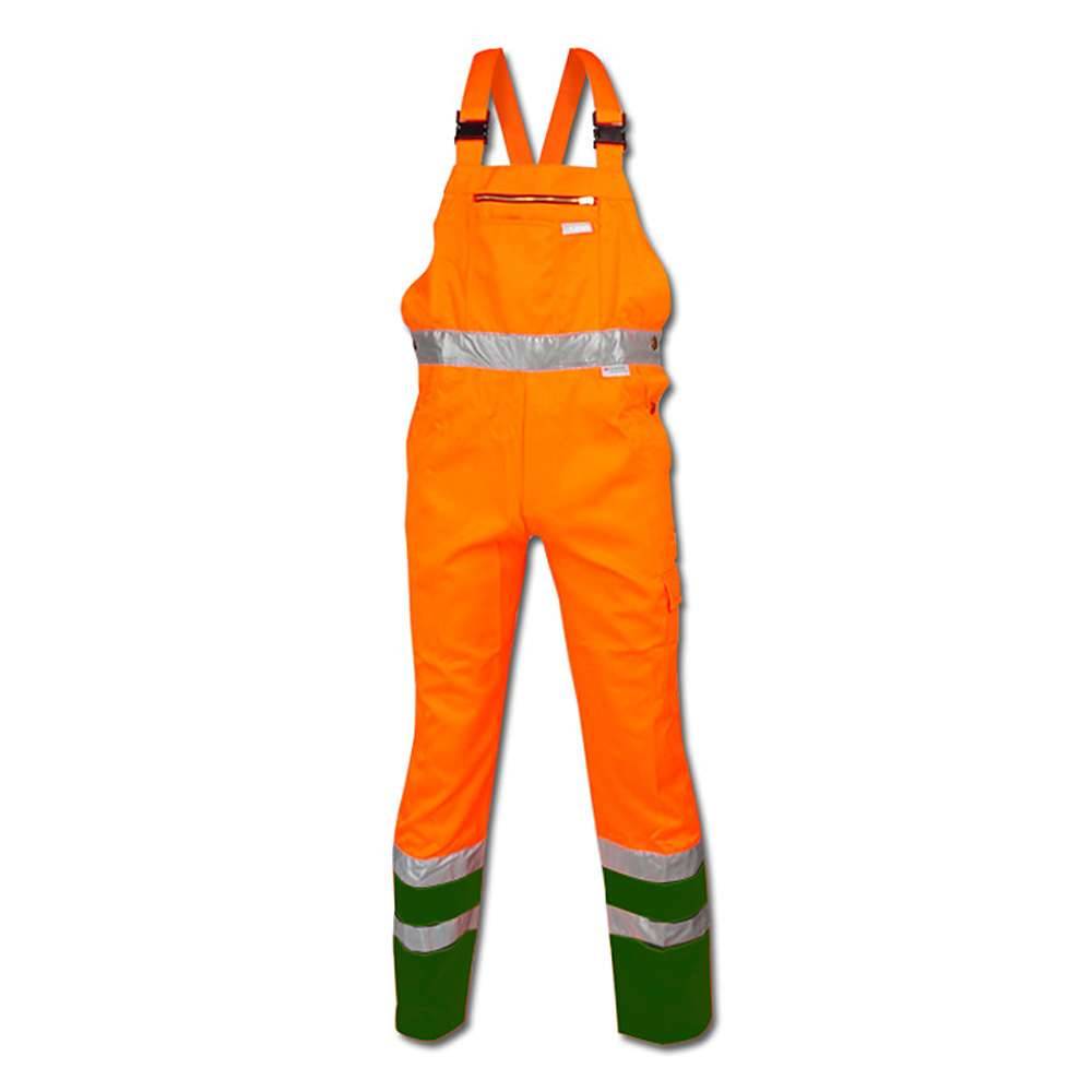 Latzhose "Warnschutz" - Gr. 52 - orange/grün - EN ISO 20471 Klasse 2