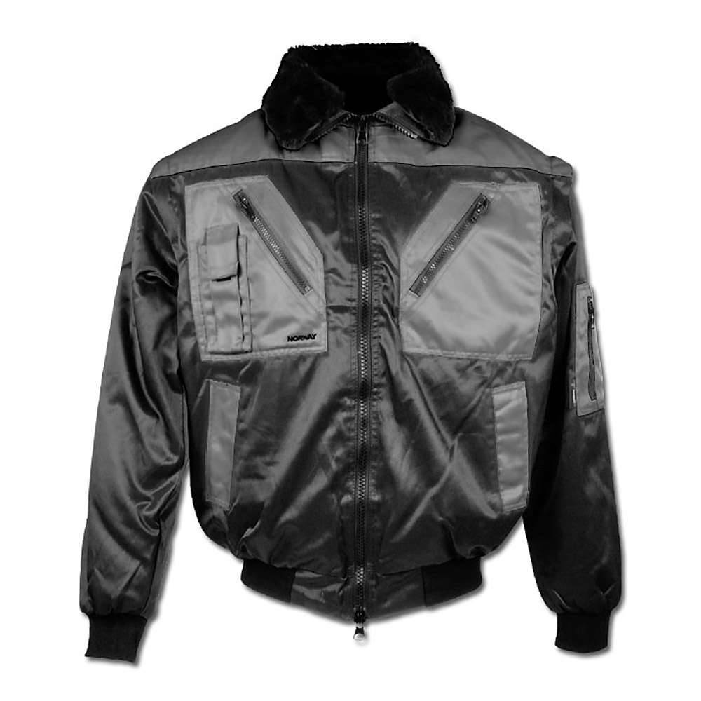 Pilotenjacke - Größe M (50-52) - schwarz/grau - 60% CO - 40% PES - wasser-, öl- und schmutzabweisend - Ärmel und Innenfutter abnehmbar - "ELVERUM"