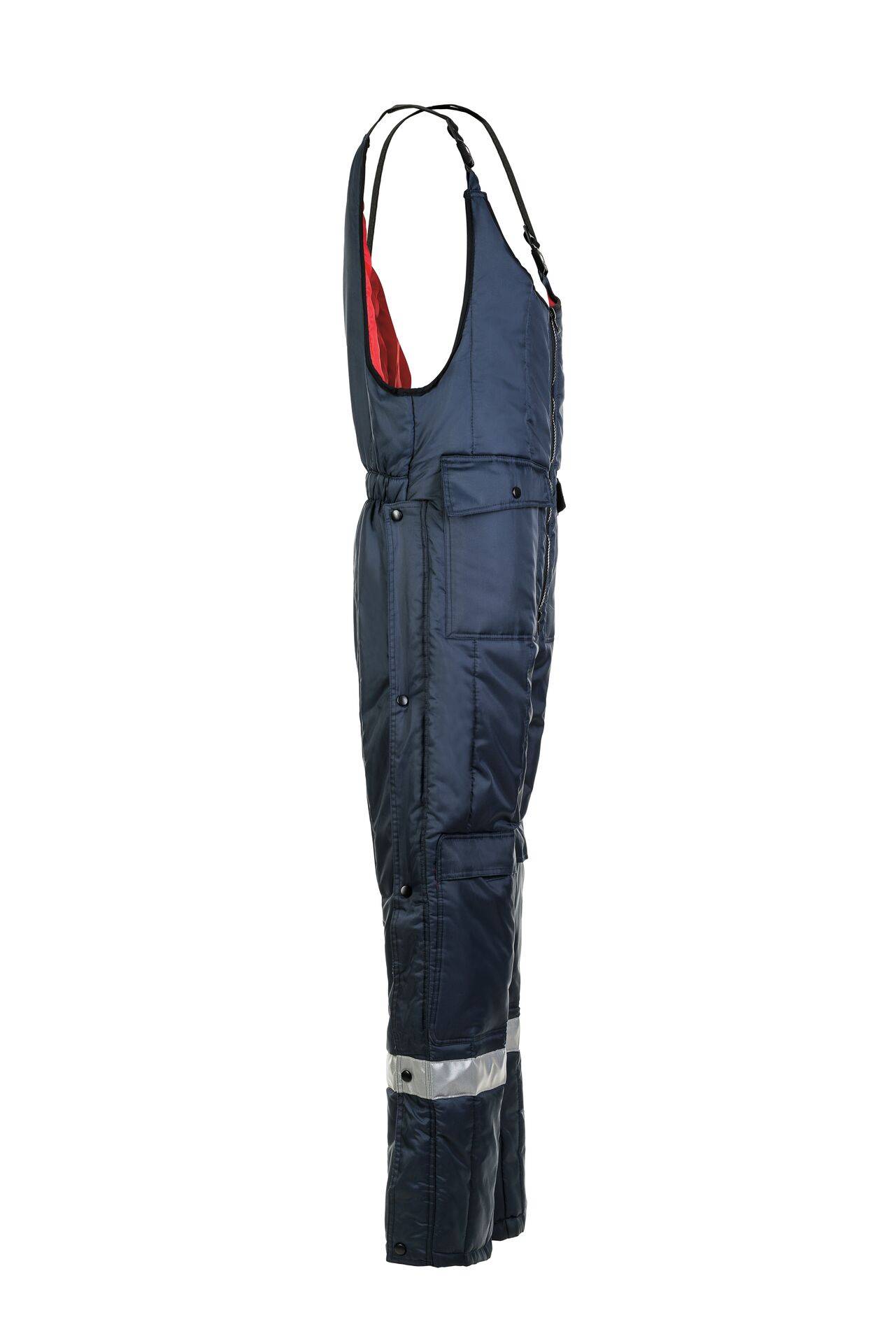 Kühl-/Gefrierhaus Kühlhaus Latzhose marine, Innenfutter rot Größe S