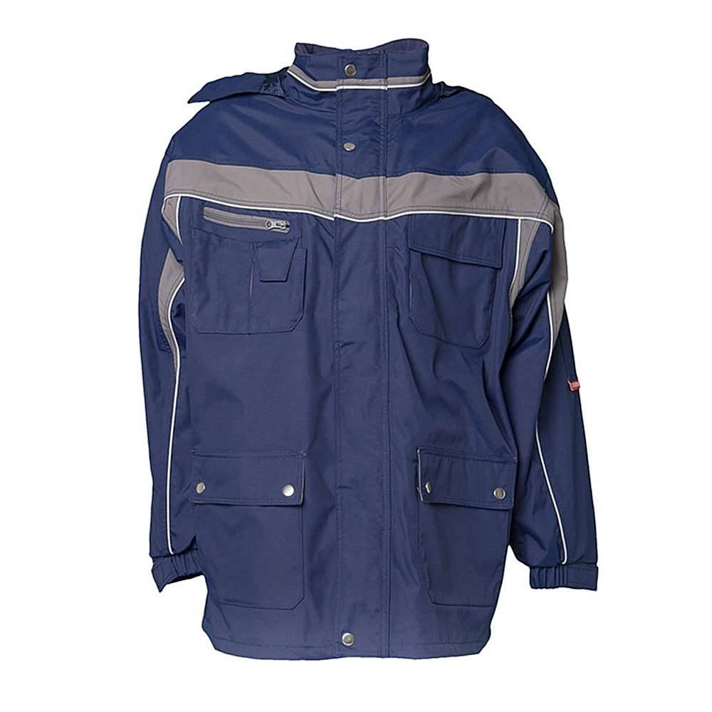 Allwetterjacke - Gr. XL - marine/zink - 100% PES - mit Sicherheitsausstattung - atmungsaktiv und wasserdicht - Fleecekragen - "Plaline"