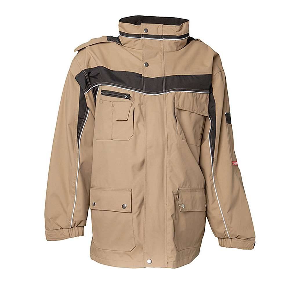 Allwetterjacke - Gr. XS - sand/schwarz - 100% PES - mit Sicherheitsausstattung - atmungsaktiv und wasserdicht - Fleecekragen - "Plaline"