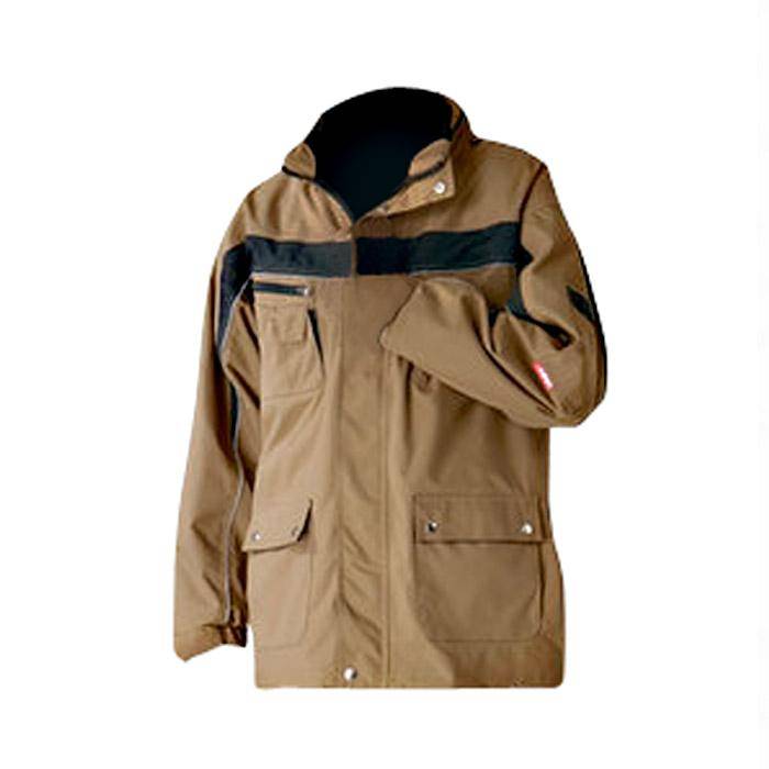 Allwetterjacke - Gr. M - sand/schwarz - 100% PES - mit Sicherheitsausstattung - atmungsaktiv und wasserdicht - Fleecekragen - "Plaline"