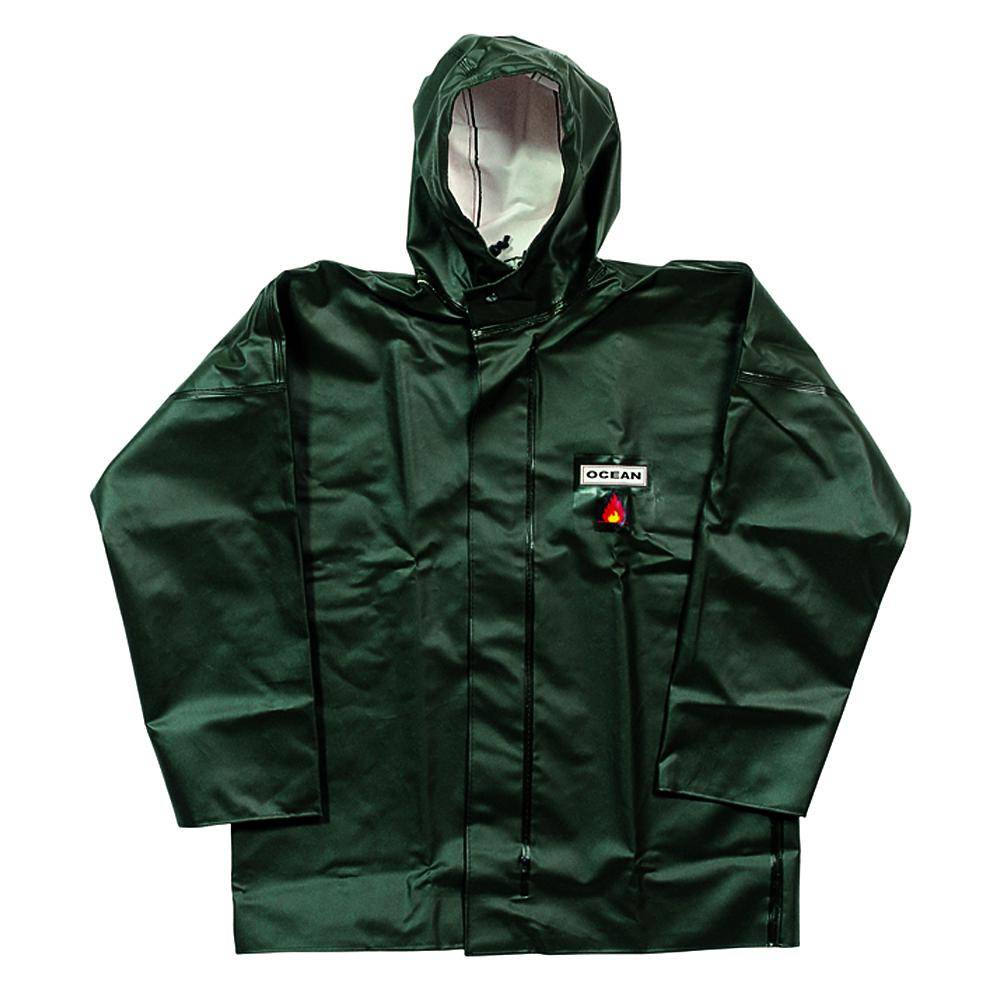 Regenjacke - Ocean - mit Kapuze und Taschen - Größe 7XL - Olive