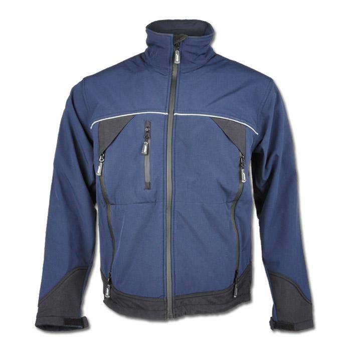 Softshelljacke - Größe S - blau/schwarz - 100% Polyester - wind- und wasserdicht - hoch atmungsaktiv - Kälteschutz