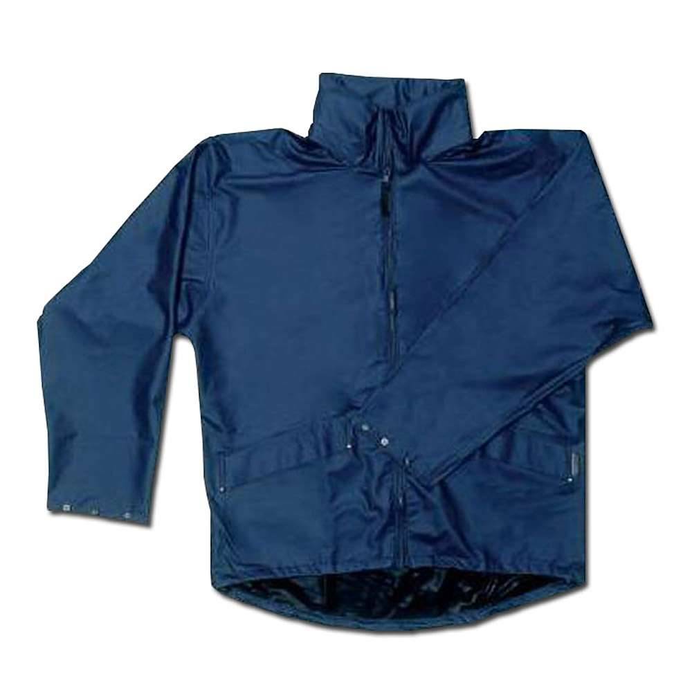 PU Stretch Regen Jacke - Gr. M - navy - Polyurethan-beschichtetes Polyamid Trikot - 100 % wasserdicht - alle Nähte verschweißt