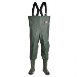 Wathose NORWAY Premium - S5 - Größe 40 - olivgrün - PVC/Nitril - 600 g/m2 - mit Baumwoll-Trägern