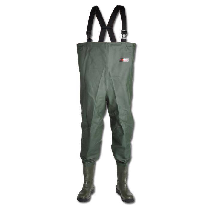 Wathose NORWAY Premium - S5 - Größe 40 - olivgrün - PVC/Nitril - 600 g/m2 - mit Baumwoll-Trägern