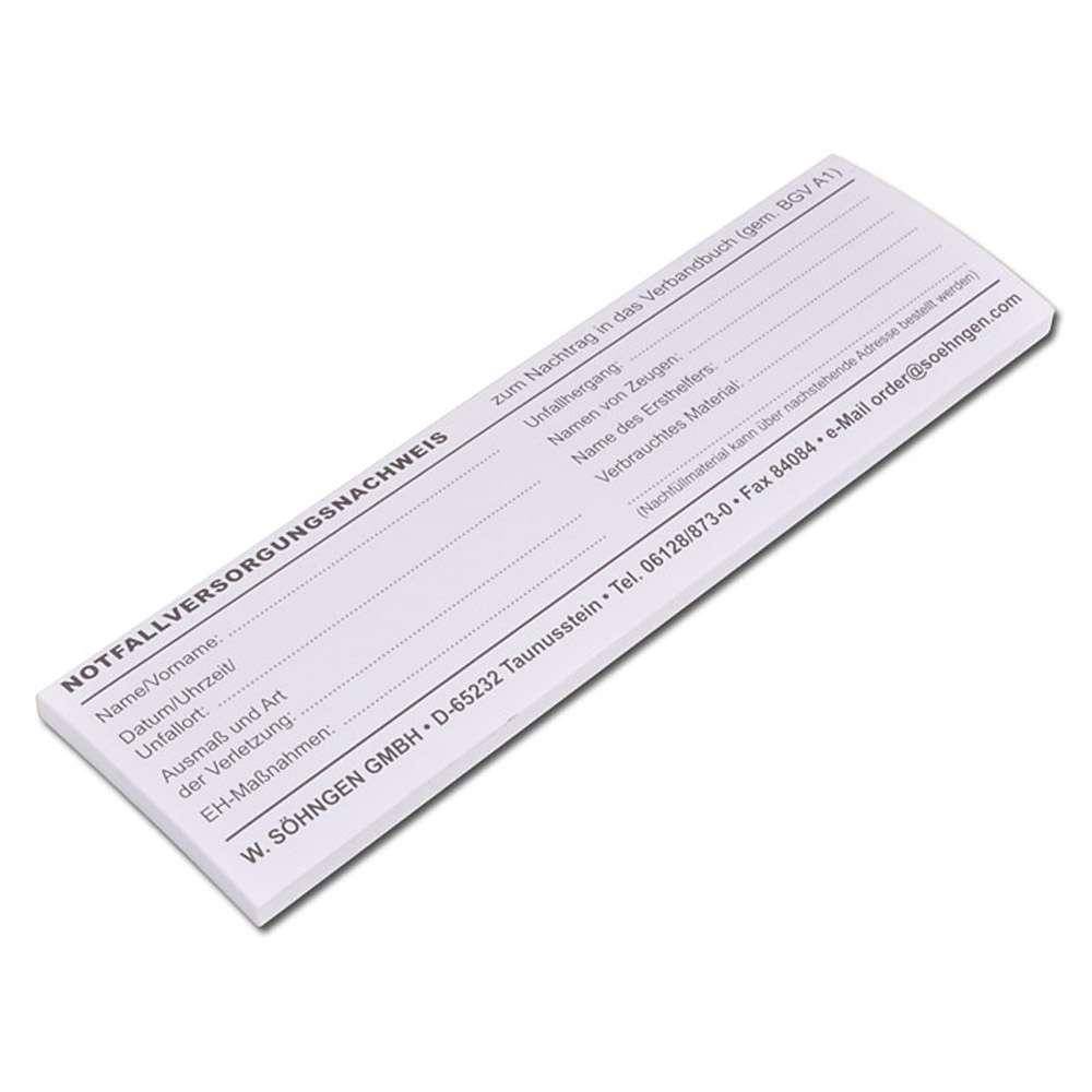 Notfallversorgungs- nachweis - Block mit 40 Blatt