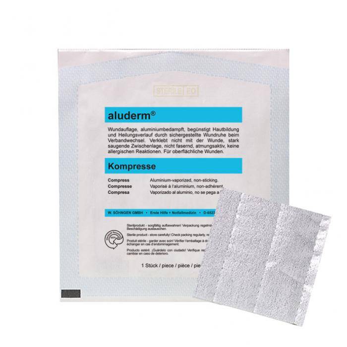 Kompressen - 7,5x7,5 cm - Polyestervlies - "aluderm@