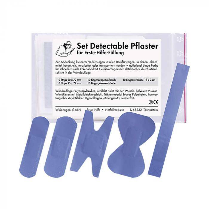 Pflasterset Detectable - für Erste-Hilfe-Füllung - verschiedene Größen