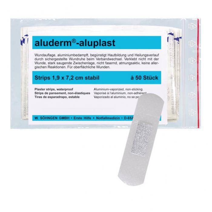 Pflaster - Gr. 1,9 x 7,2 cm - Saugvlies/ transparente PE-Folie - "aluderm®-aluplast" - hochelastisch
