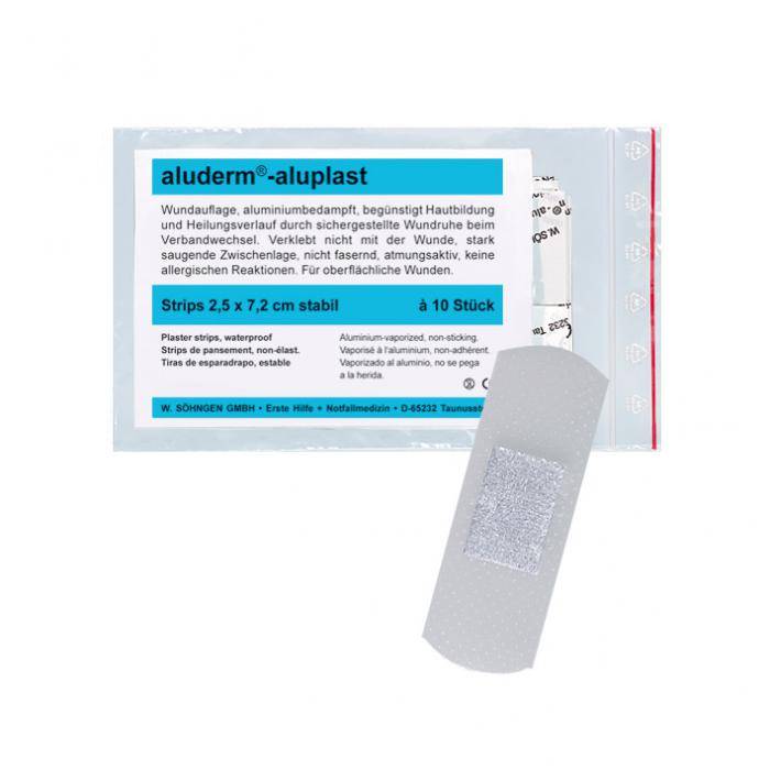Pflaster - Gr. 2,5 x 7,2 cm - Saugvlies/ transparente PE-Folie - "aluderm®-aluplast" - hochelastisch