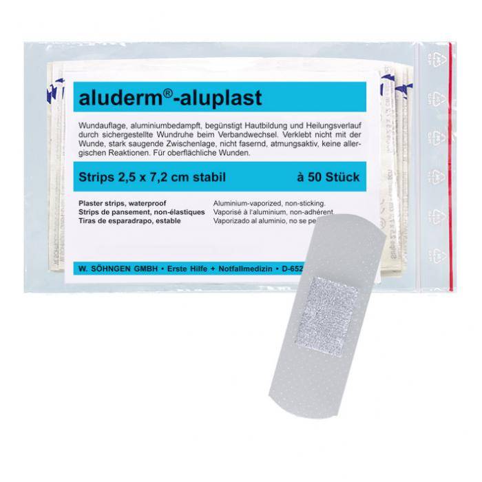 Pflaster - Gr. 2,5 x 7,2 cm - Saugvlies/ transparente PE-Folie - "aluderm®-aluplast" - hochelastisch