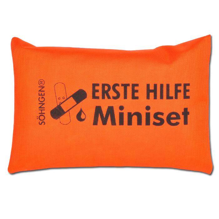 Erste-Hilfe-Set - "Miniset" - Taschengröße 135 x 95 mm - Farbe orange